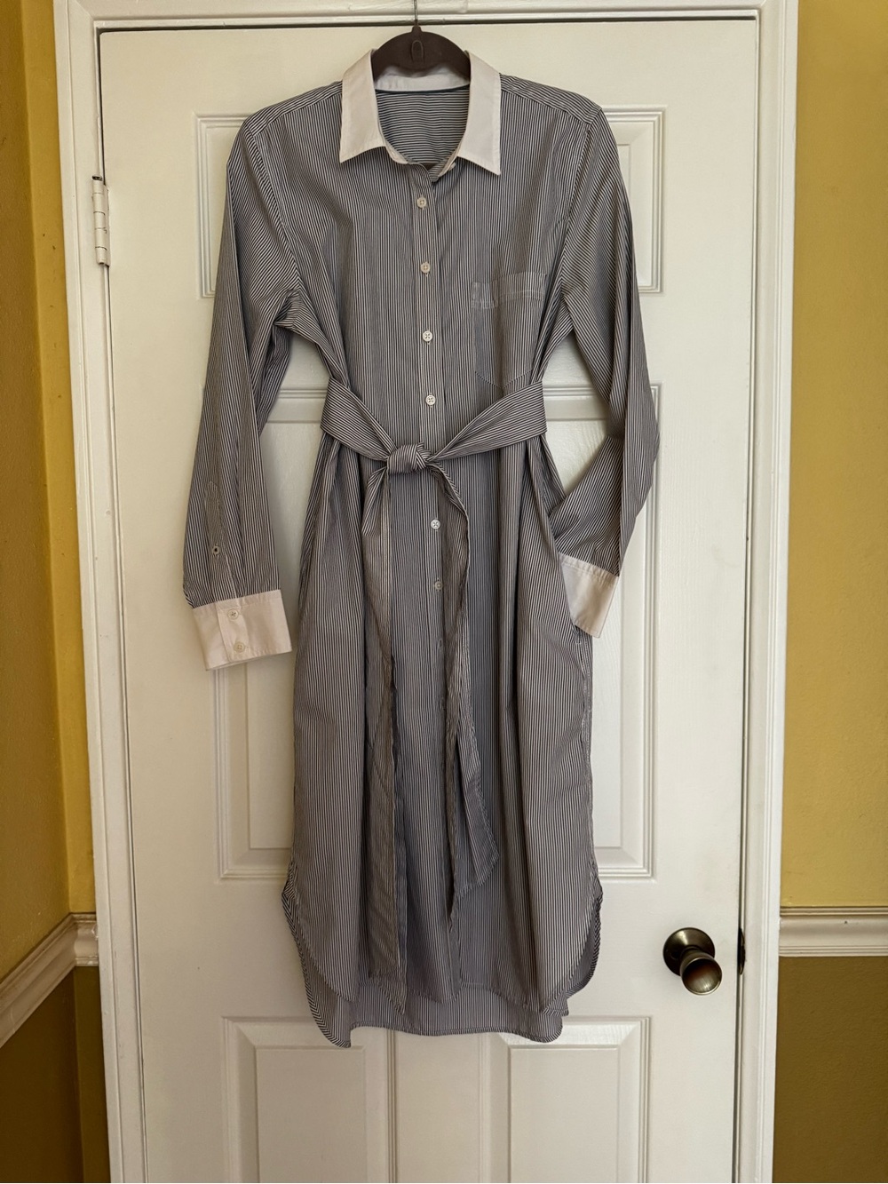 J. Crew Women’s Long Sleeve Striped Button Down Shirt Midi Dress Size S
